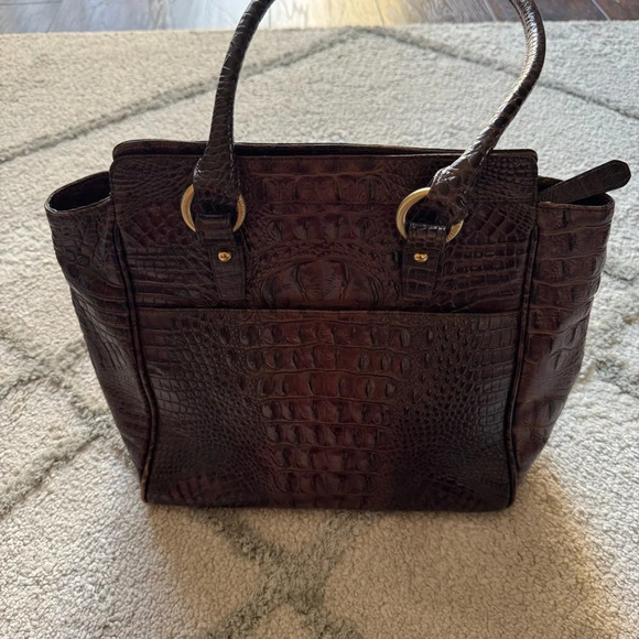 Brahmin Arianna Onyx Stanton Tote Leather Shoulder Bag brown croc embossed - Picture 2 of 15
